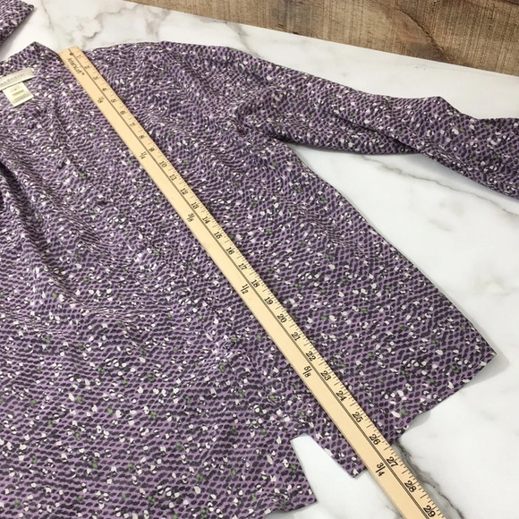 Susan Bristol Purple Animal Print Button Front Silk Shirt‎ Womens 8 Long Sleeve - Picture 9 of 11